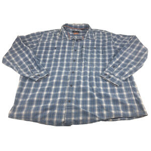 Orvis Men's Shirt 2XL Long Sleeve Blue Plaid Vertical‎ Chest Zip Pocket 70534